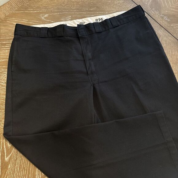 Dickies BLACK Work Pants Mens 46x30 Original‎ Fit 874 Classic Trouser EXCELLENT - Picture 1 of 8